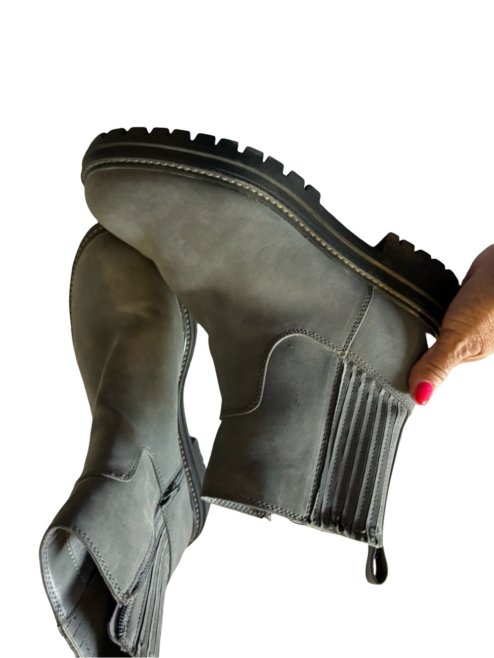 Time and Tru Gray Chelsea Lug Sole Booties